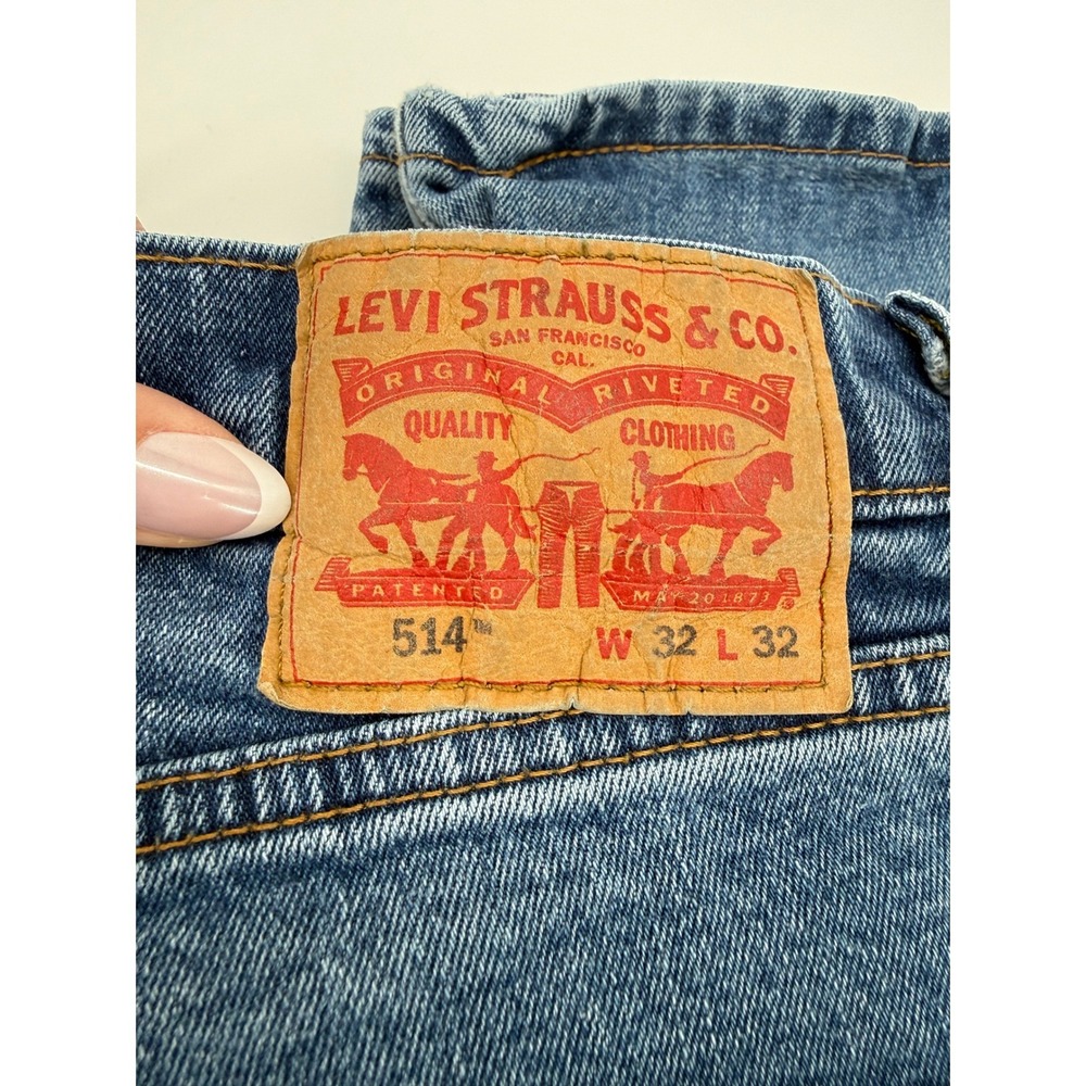 Levis 514 Jeans Mens 32x32 Blue Straight Leg Distressed Denim Pants - Picture 5 of 11